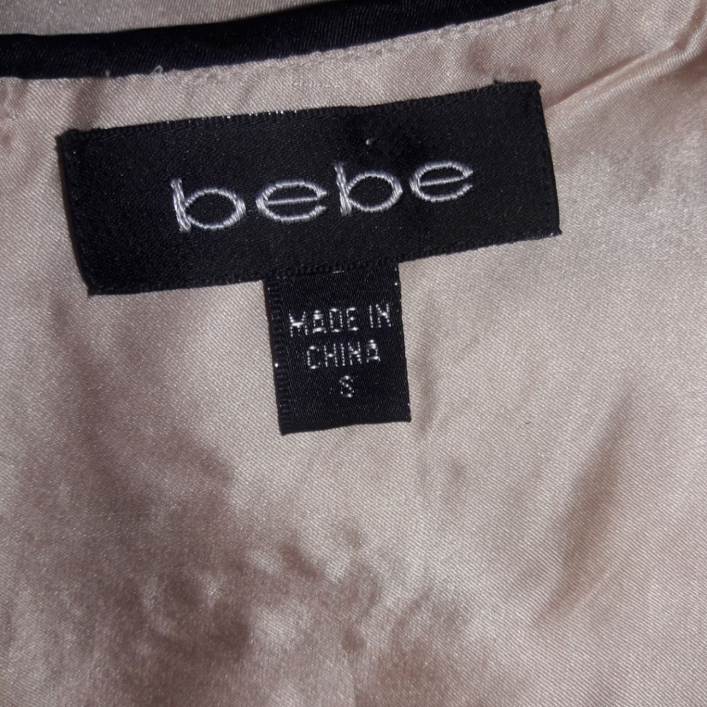 BEBE Blush Silk Polka Dot Dress W/ribbon Straps size S - Picture 10 of 10